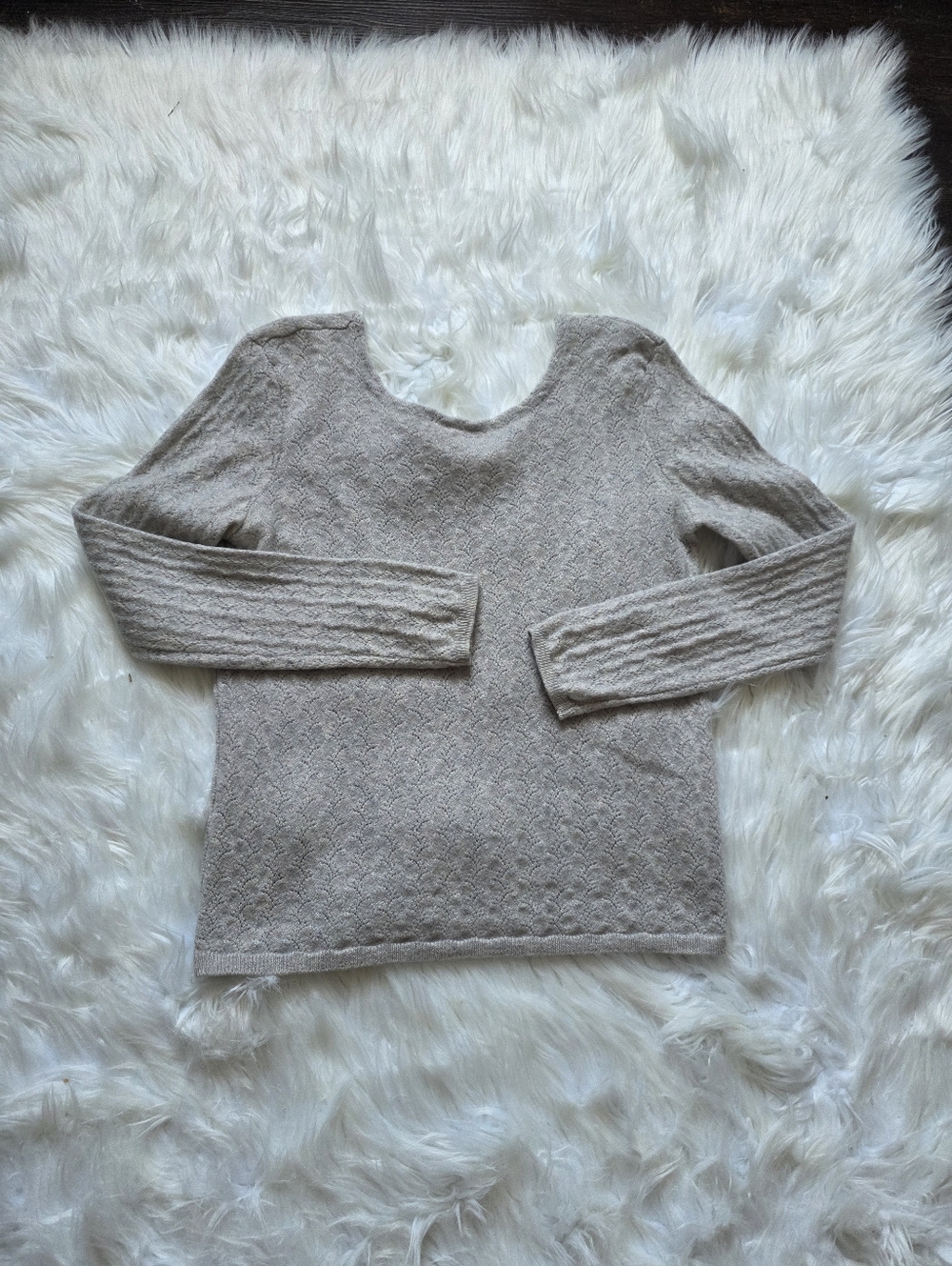 Garnet Hill Cashmere Textured Pattern Gray Women's Sweater
